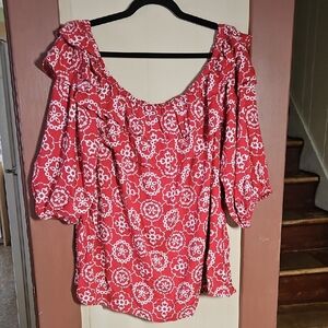 Vince Camuto Red Floral Blouse